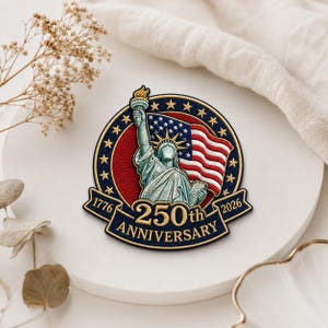 250-årsjubileum USA-märke Stryk-på patriotisk broderad applikation Frihetsgudinnan 1776 2026 amerikanskt emblem