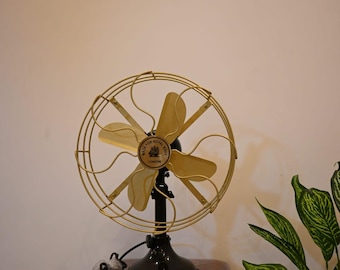 Industrial Brass Table Fan | Retro Desk Decor  Metal Fan | Home & Office Decorative Accent