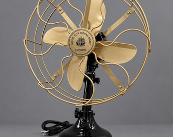 Industrial Brass Table Fan | Retro Desk Decor  Metal Fan | Home & Office Decorative Accent