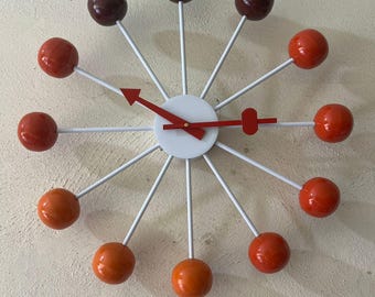 Mid Century Modern Wall Clock Retro Starburst Design Ball Clock Home Decor