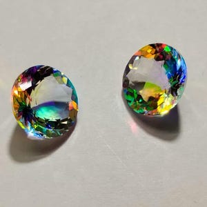 Topázio Místico: Pedra para Anel com Corte Redondo (13x13xmm) - Conjunto com 2 peças.