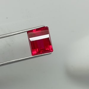 Zaffiro rosso, taglio pixel, forma rettangolare (10×12×7 mm), 9 carati, misura anello, ciondolo, pietra preziosa sciolta, regalo di fidanzamento