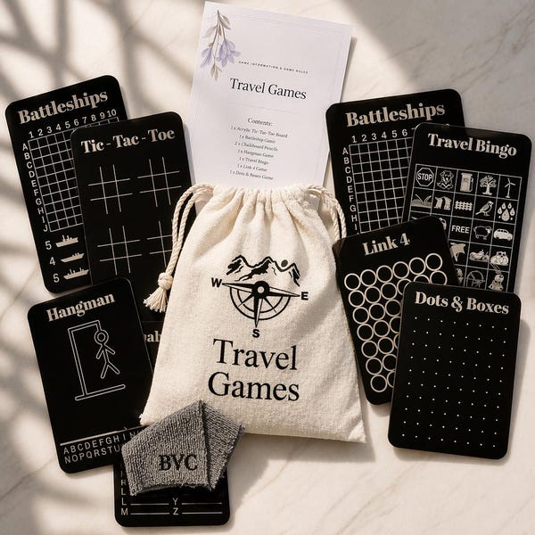 Portable Travel Games Set | Reusable Acrylic Boards