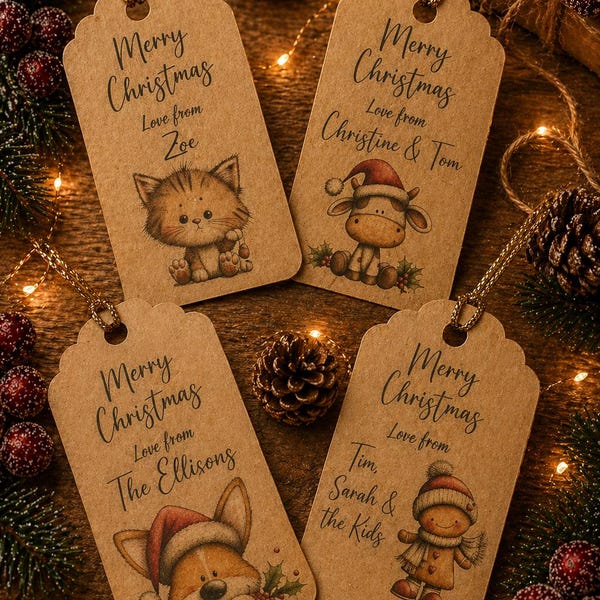 Personalised Christmas Gift Tags – Cute Illustrated Designs