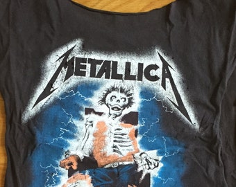 cropped Metallica vintage t shirt L-XL Kill Em All tour 1980s.