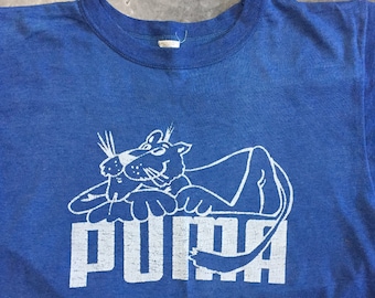 1970's PUMA tshirt, womens M, worn soft