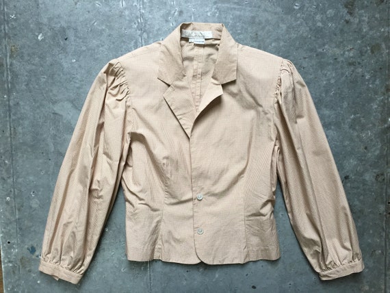 vintage Perry Ellis pantsuit- size 6-8- brown ging