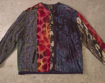 Koos, Koos van den Akker stunning "collage mixed fabrics" bomber jacket. L. silk, wool and rayon