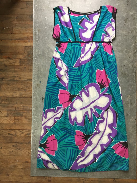 Bill Tice long tropical flower print dress-L-made