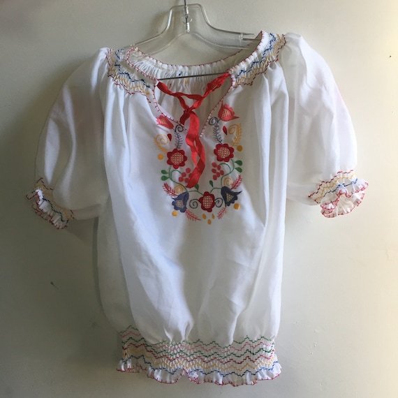 vintage hand embroidered Hungarian blouse