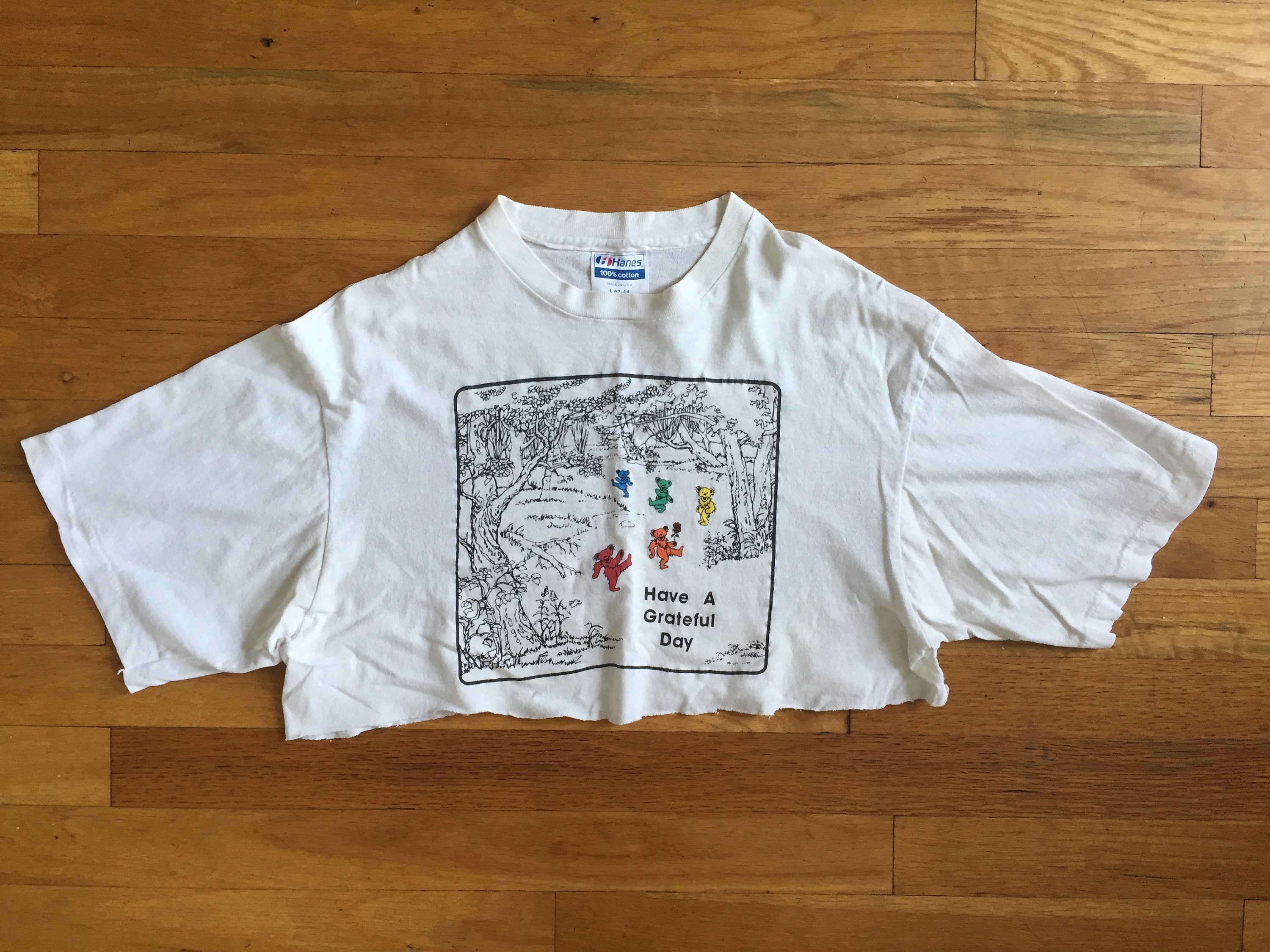 Grateful Dead Dancing Bear Ultra-Rare Vintage 1998 Print on Upcycled Plaid Shirt