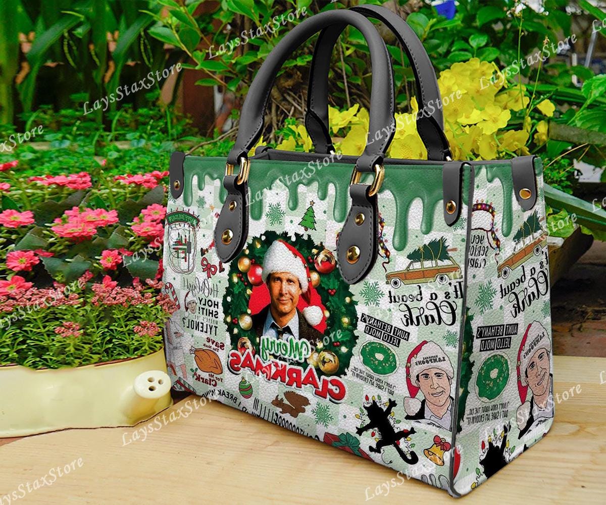 Discover Personalized funny character Christmas Leather Handbag, funny character Women Bags