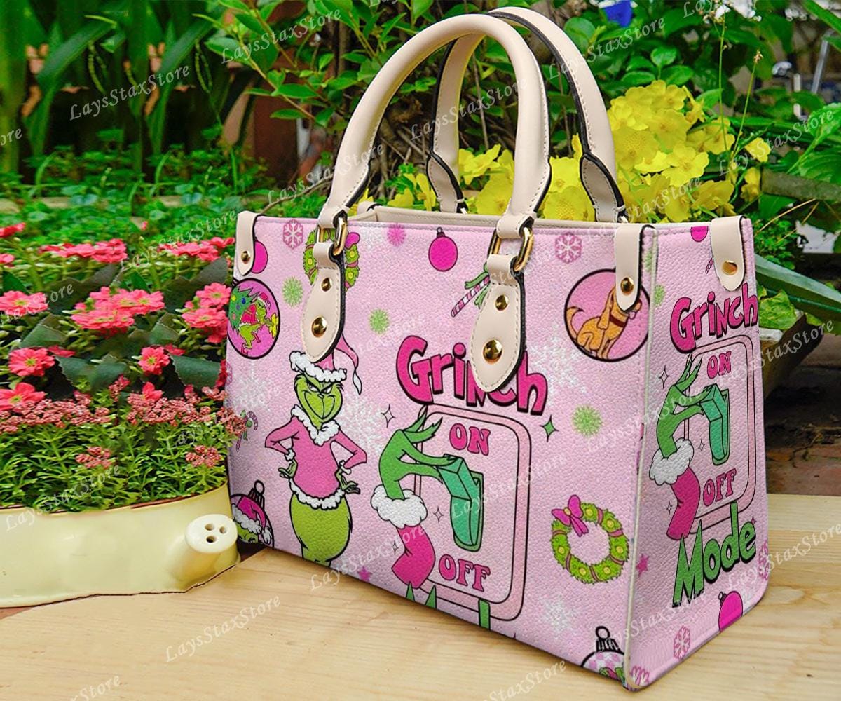 Discover Personalized funny character Christmas Leather Handbag, funny character Women Bags, funny character Lovers Handbag, Woman Handbag, Custom Leather Bag, Christmas Gifts