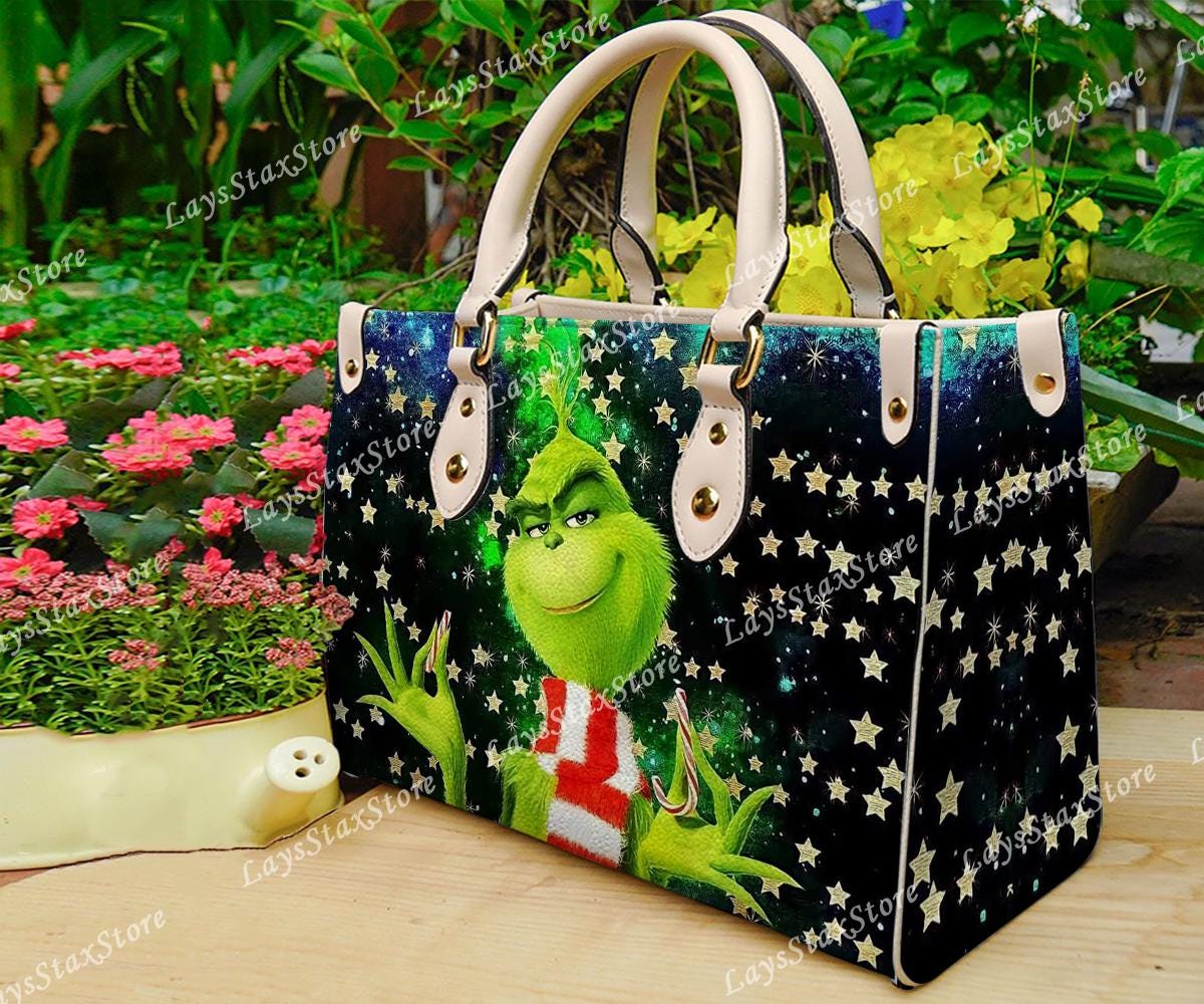 Discover Personalized funny character Christmas Leather Handbag, funny character Women Bags, funny character Lovers Handbag, Woman Handbag, Custom Leather Bag, Christmas Gifts