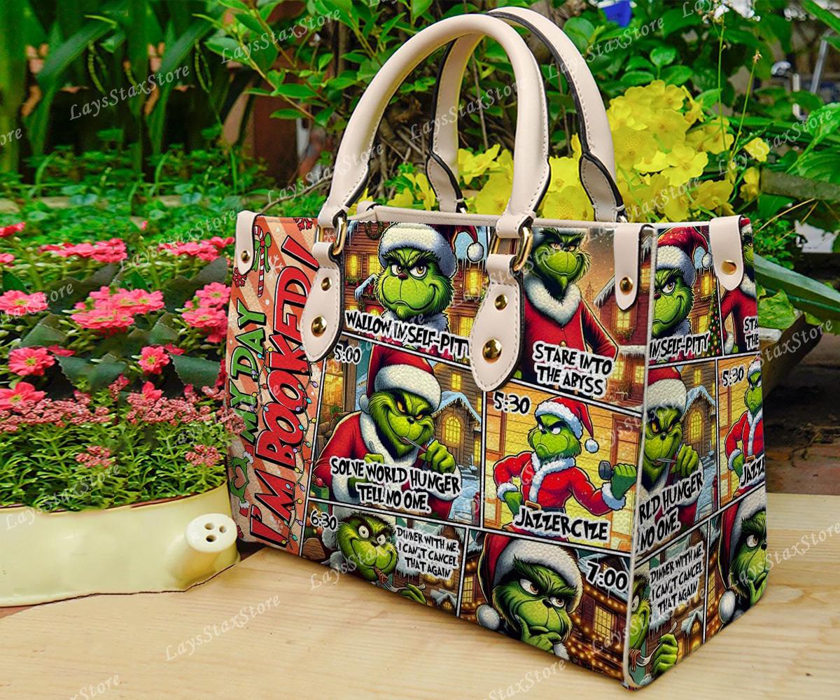 Discover Personalized funny character Christmas Leather Handbag, funny character Women Bags, funny character Lovers Handbag, Woman Handbag, Custom Leather Bag, Christmas Gifts