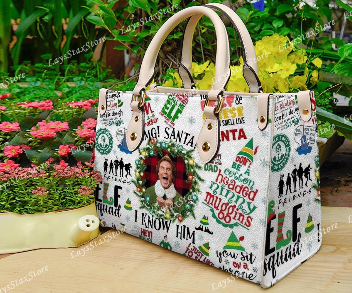 Discover Personalized funny character Christmas Leather Handbag, funny character Women Bags