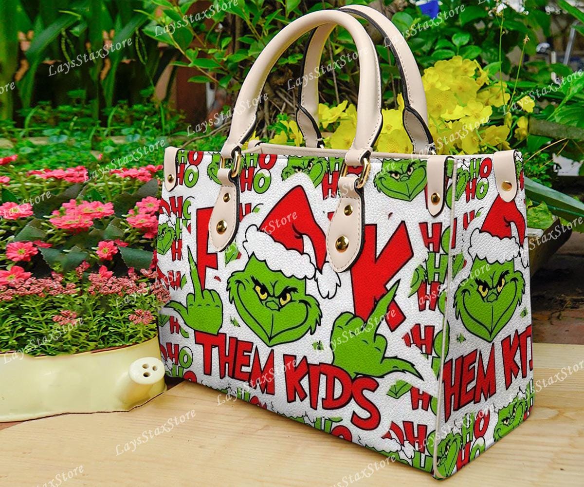 Discover Personalized funny character Christmas Leather Handbag, funny character Women Bags, funny character Lovers Handbag, Woman Handbag, Custom Leather Bag, Christmas Gifts