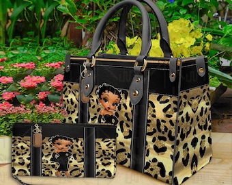 Bolso de cuero para mujer con dibujos animados de Betty Boop, bolso para amantes de Betty Boop, bolso de cuero personalizado, bolso personalizado, regalo para mamá, regalo para ella.