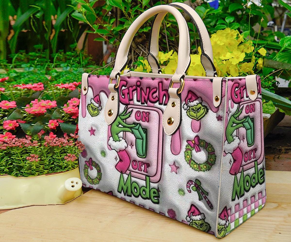 Discover Personalized funny character Christmas Leather Handbag, funny character Women Bags