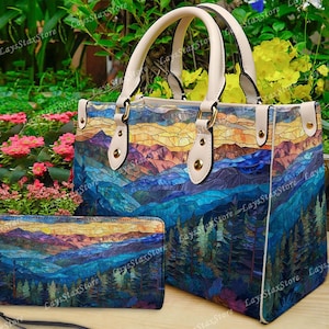 Great Smoky Mountains National Park  Leather Handbag & Wallet, Mountains National Park  Shoulder Bag, Custom Bag, Mother's Day Gift