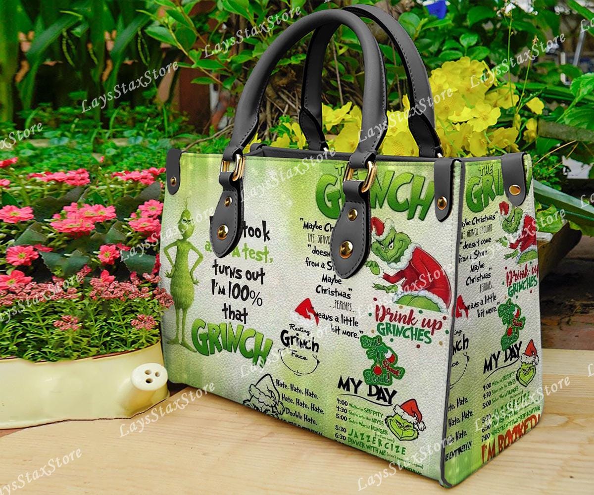 Discover Personalized funny character Christmas Leather Handbag, funny character Women Bags