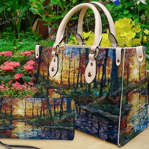 Cuyahoga Valley National Park Leather Handbag & Wallet,National Park Shoulder Bag, Custom Bag, Retro Handbag, Owl Handbag, Mother's Day Gift