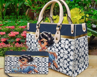 Bolso de cuero para mujer con dibujos animados de Betty Boop, bolso para amantes de Betty Boop, bolso de cuero personalizado, bolso personalizado, regalo para mamá, regalo para ella.