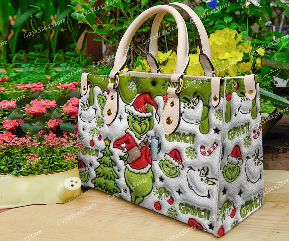 Discover Personalized funny character Christmas Leather Handbag, funny character Women Bags, funny character Lovers Handbag, Woman Handbag, Custom Leather Bag, Christmas Gifts