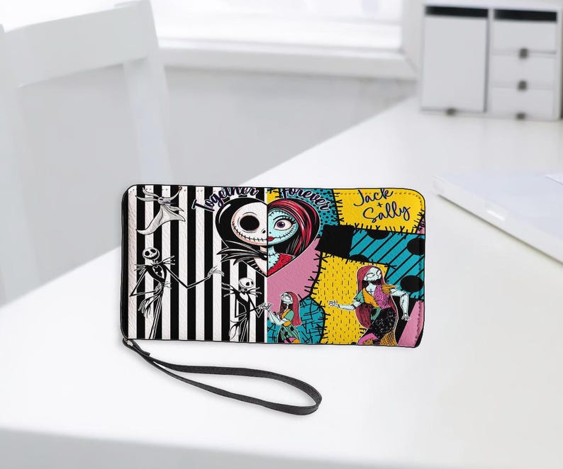 Jack Skellington Lederhandtasche, Skellington Handtasche, Skellington Brieftasche, Benutzerdefinierte Ledertasche, personalisierte Tasche, Halloween Lederhandtasche Bild 5