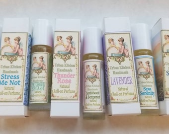 Three (3) Roll on Natural Perfume - Perfume oil- essential oil - plant based fragrance - natural fragrance - travel perfume -  essential oil