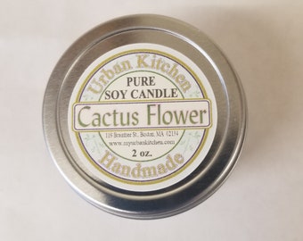 Cactus Flower Soy Candle  2 oz.- scented candle - soy candle - candle - soy wax - candle tins - soy candles - succulent candle - soy