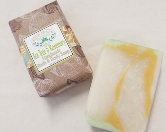 TWO (2) Tea Tree & Rosemary Soap-  Tea Tree soap - Rosemary soap - Handmade soap -  Cold Process Soap - Bar soap -  Natural Soap-