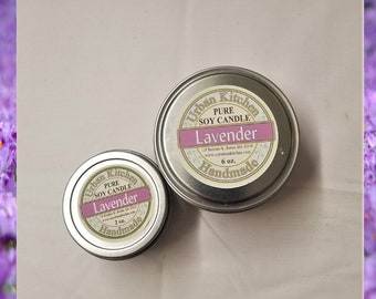 6 oz. Lavender Soy Candle - Lavender - soy wax candle - aromatherapy candle - fragrance candle - soy candle - candle tin - soy wax-