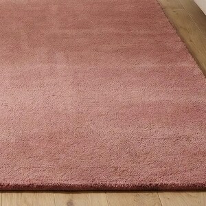 Luxury Solid Pink Area Rug | Modern Living Room Carpet | Hand-Tufted Soft Wool Rug | Minimalist Home Decor | Custom Size Plush Floor Rug image 3