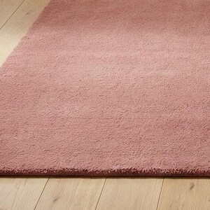 Luxury Solid Pink Area Rug | Modern Living Room Carpet | Hand-Tufted Soft Wool Rug | Minimalist Home Decor | Custom Size Plush Floor Rug image 2