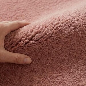Luxury Solid Pink Area Rug | Modern Living Room Carpet | Hand-Tufted Soft Wool Rug | Minimalist Home Decor | Custom Size Plush Floor Rug image 9