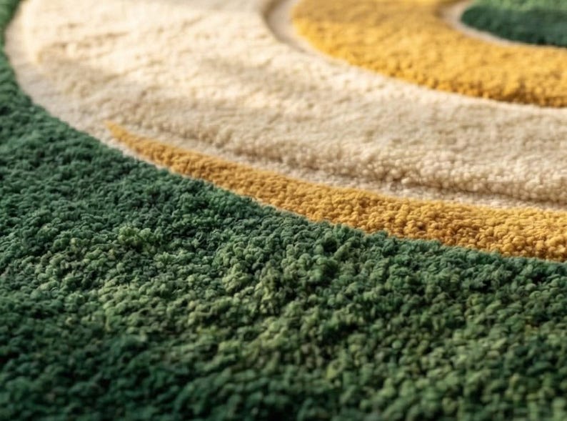 Modern Green Wave Area Rug | Hand-tufted Wool Carpet for Cozy Sunlit ...