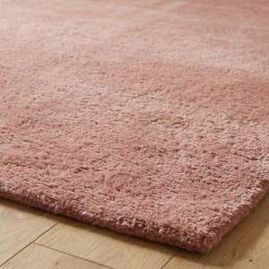Luxury Solid Pink Area Rug | Modern Living Room Carpet | Hand-Tufted Soft Wool Rug | Minimalist Home Decor | Custom Size Plush Floor Rug image 5