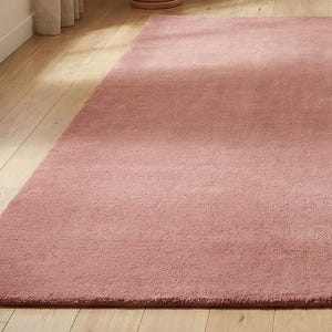 Luxury Solid Pink Area Rug | Modern Living Room Carpet | Hand-Tufted Soft Wool Rug | Minimalist Home Decor | Custom Size Plush Floor Rug image 4