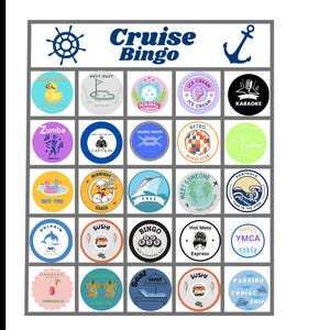 Vacation Bingo CRUISE Edition Digital Download - 12 unique game cards. Great Cruising with Friends Family Summer Vacation with the kids.