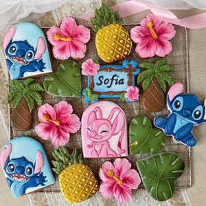 Stitch Cookies 1 DOZEN  Hawaiian Handmade Gingerbread, Disney Themed Treats, Ohana Party Favors