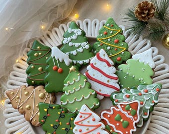 手作りクリスマスツリージンジャーブレッドクッキー - お祝いのアイス