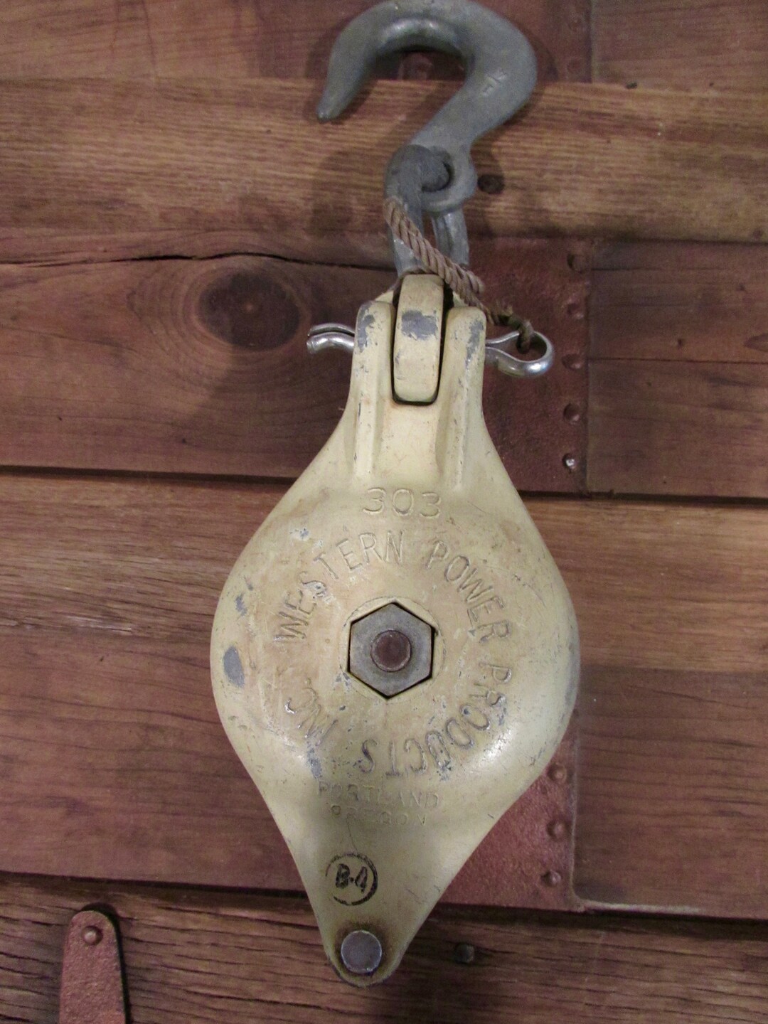 Vintage Yellow Pulley Western Power Products Portland Oregon Etsy
