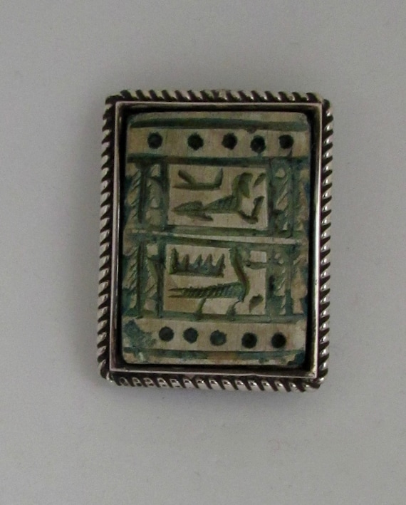 Vintage Sterling Silver Egyptian Hieroglyphics Fai