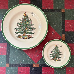 Spode Christmas Tree Dinner Plates Salad Bread Plate S3324k