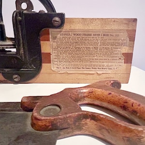 Stanley No 115 Solid Wood Mitre Box and Original Hand Saw