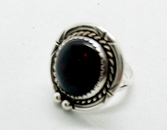 Native American Sterling Fire Agate Ring - image 3