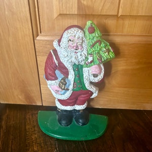 Sculpture de butoir de porte Père Noël en fonte