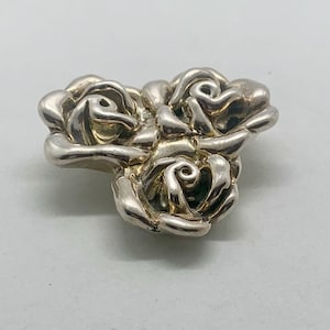 Sterlingzilver Israël holle gezwollen elektrogevormde rozen pin broche
