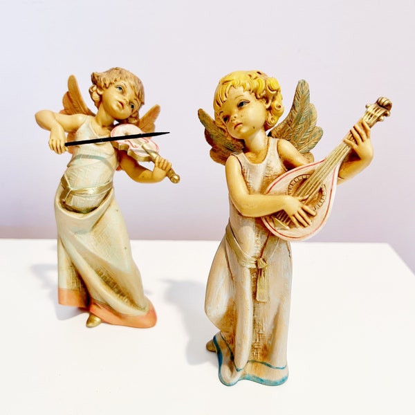 Depose Italy Cherub Angel Figurines Playing Violin and Lute